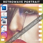 Animated retrowave portrait action 19498962 acciones ps icon