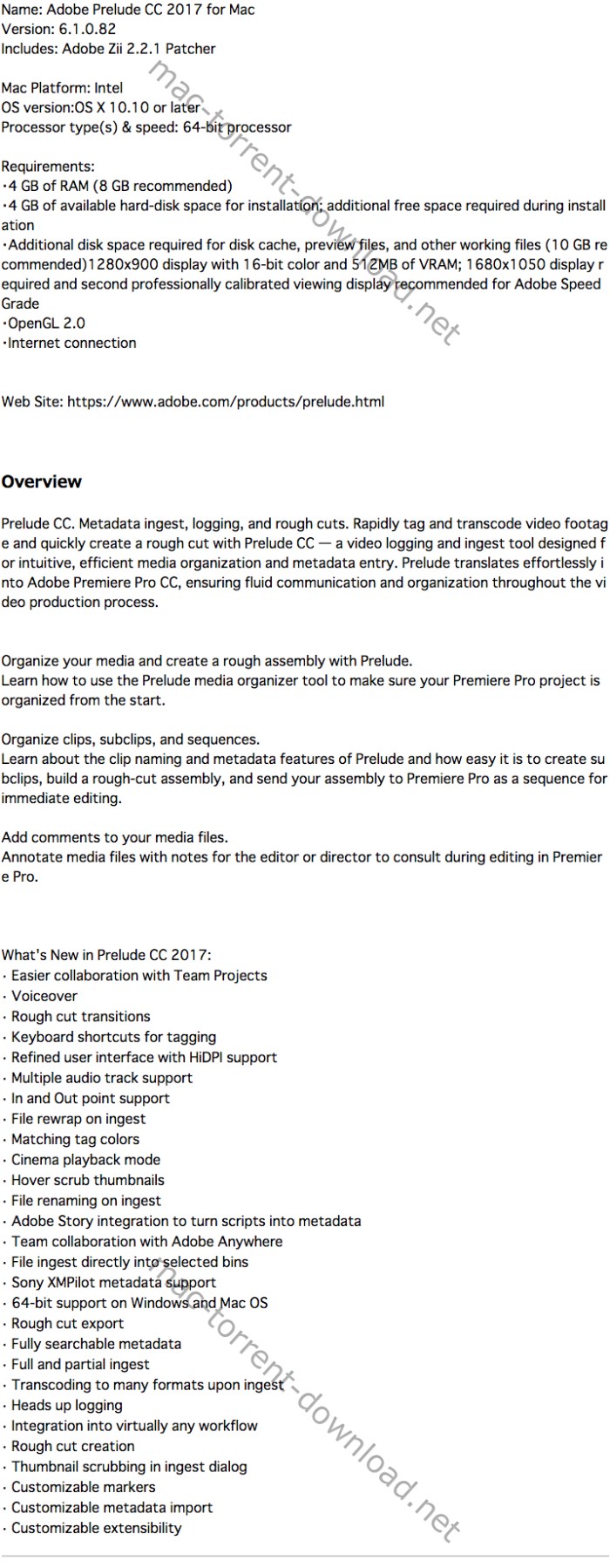 Adobe Prelude CC 2017 6.1.0.82