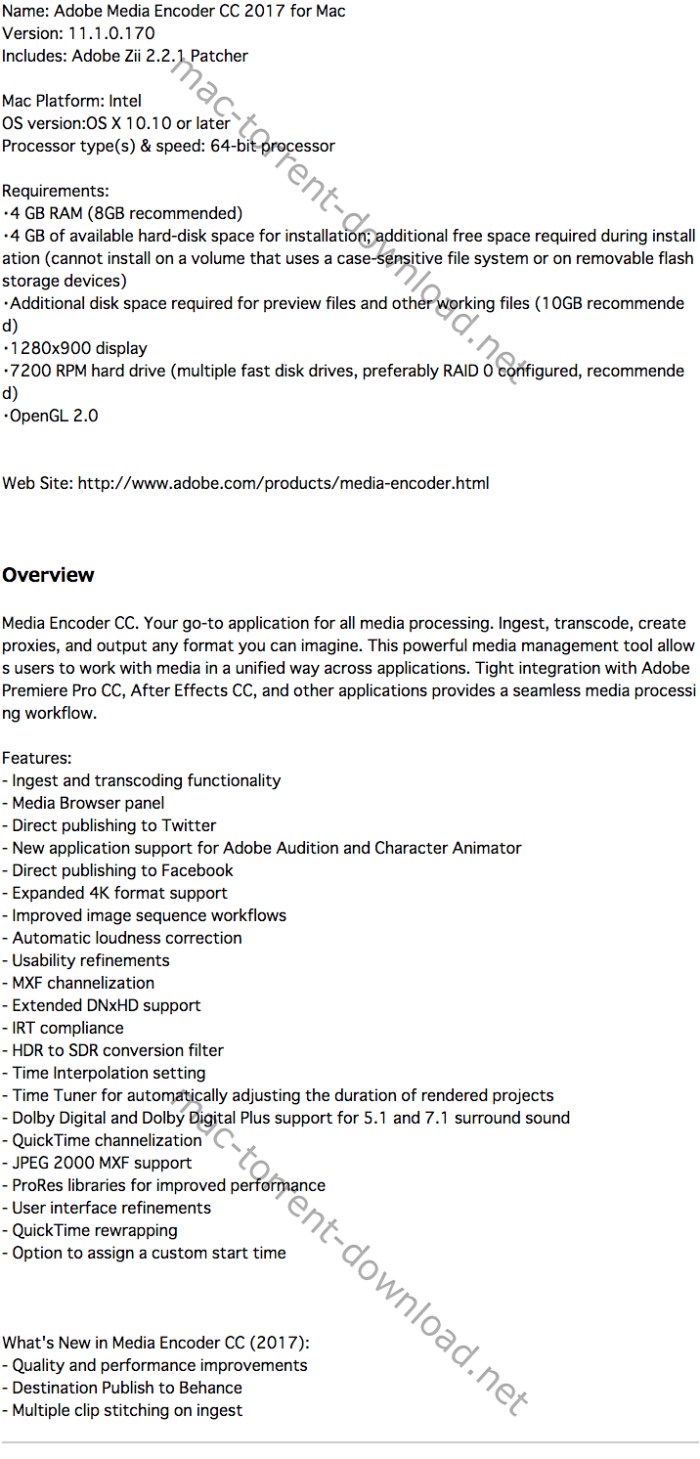 Adobe Media Encoder CC 2017 11.1.0.170