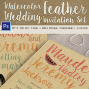 Watercolor feather wedding invitation set 12783475 icon