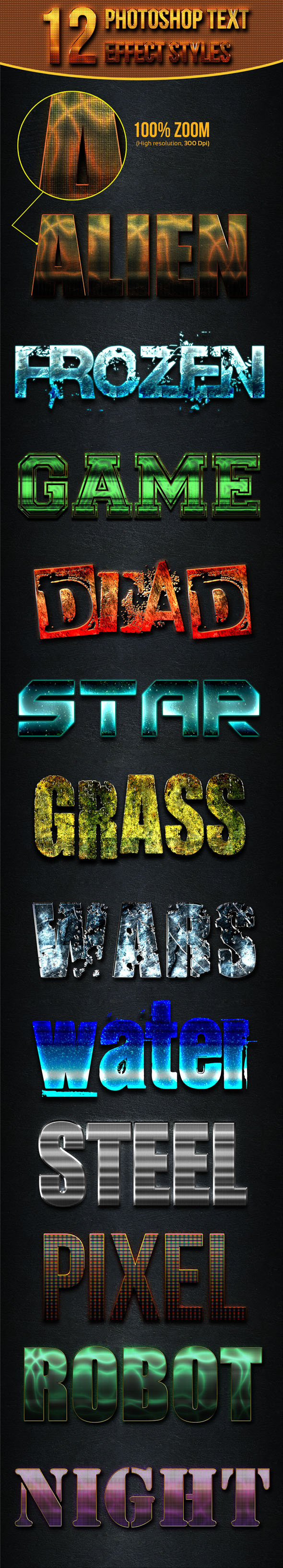 12 Photoshop Text Effect Styles Vol 12