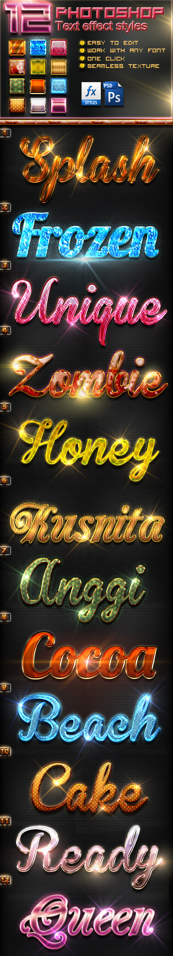12 Photoshop Text Effect Styles Vol 5