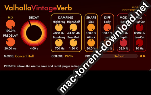 ValhallaDSP ValhallaVintageVerb v202 Screenshot 03 lxsetpy