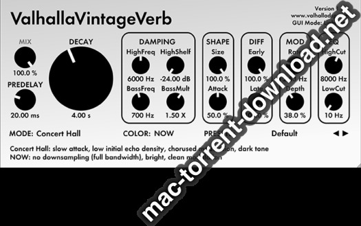 ValhallaDSP ValhallaVintageVerb v202 Screenshot 02 lxsetpy